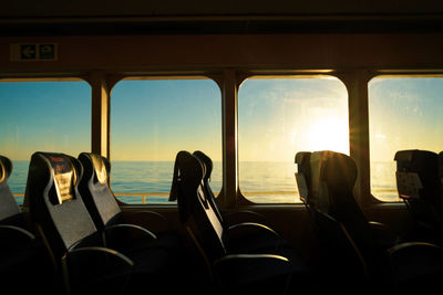 Panoramic shot of seats on a ship