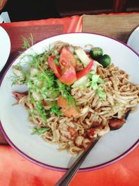 Close-up of served food in plate