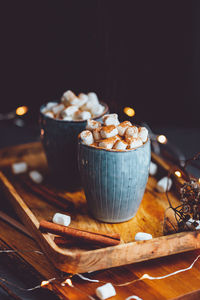 Close-up of hot chocolate on table