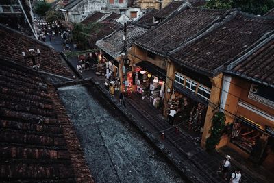 High angle view of buildings in city