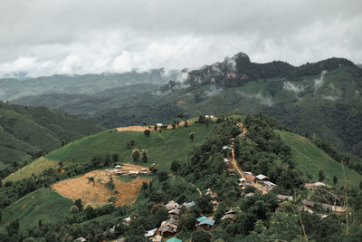 High angle view of landscape against sky