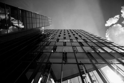 Low angle view of modern building against sky