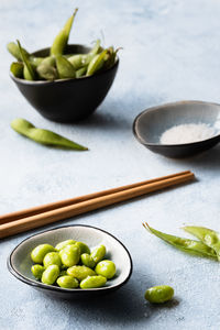 Close-up of fruits in bowl on table