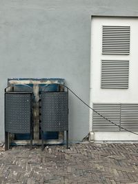 Closed door of building