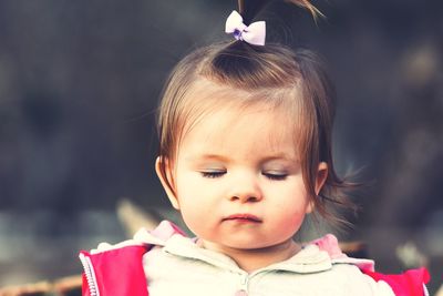 Close-up portrait of cute girl