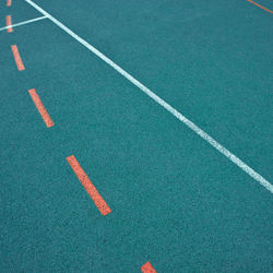 High angle view of markings on basketball turf