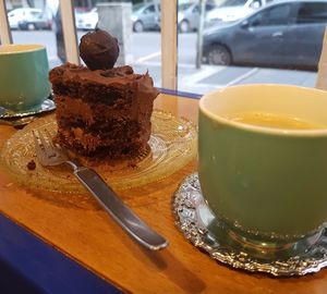 Close-up of ice cream in plate on table
