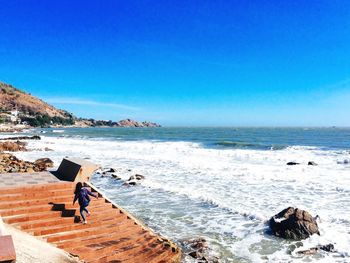 Scenic view of sea against clear sky