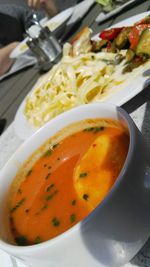 Close-up of soup in bowl