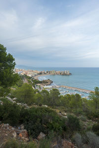 High angle view of sea against sky