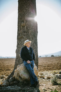 Spain, tarragona, older man in the field