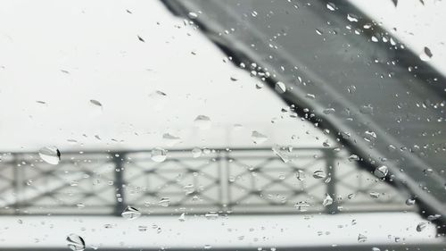 Full frame shot of wet glass window in rainy season