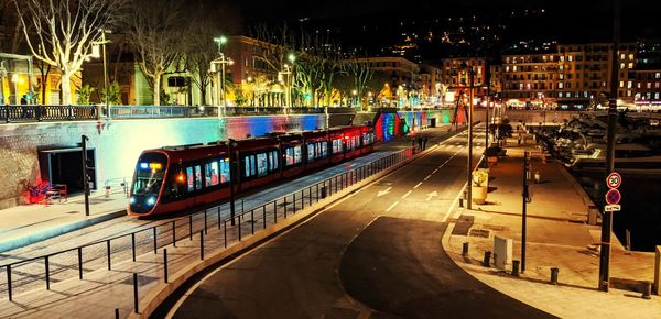 View of city street at night