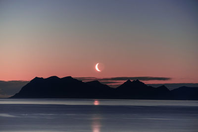 Scenic view of sea against clear sky during sunset