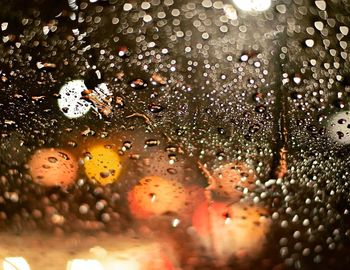 Close-up of raindrops on window