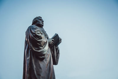 Low angle view of statue against clear sky