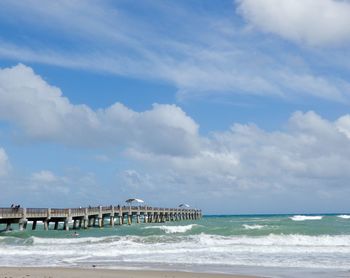 Scenic view of sea against cloudy sky