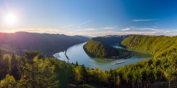 Panoramic view of river, trees and plants against sky