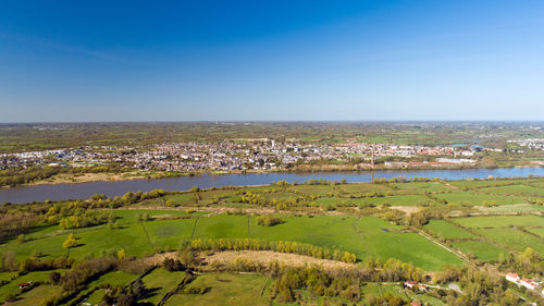 High angle view of townscape against sky