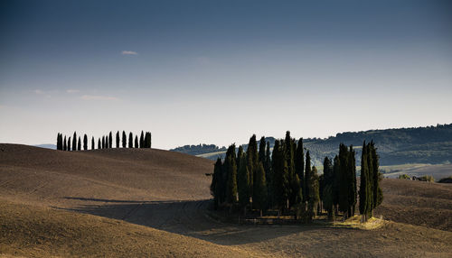 Panoramic shot of countryside landscape against mountain range