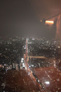 View of city street at night