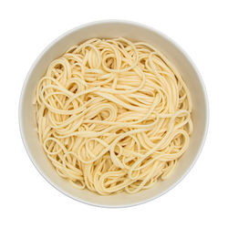 High angle view of noodles in bowl