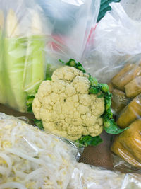 High angle view of vegetables for sale in market