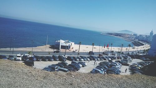 Scenic view of sea against clear sky