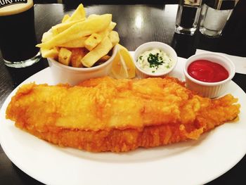 Close-up of food served in plate