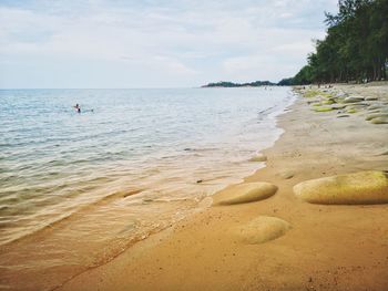 Scenic view of beach against sky