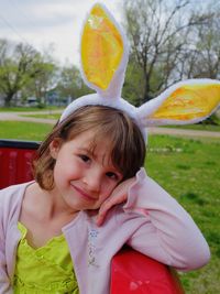 Portrait of cute girl smiling