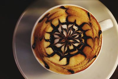 High angle view of coffee in cup