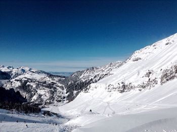 Scenic view of snowcapped mountains