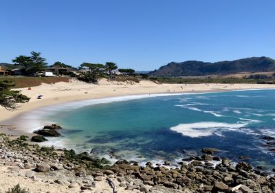 Beautiful afternoon at carmel river beach, landscape, free space, blue sky