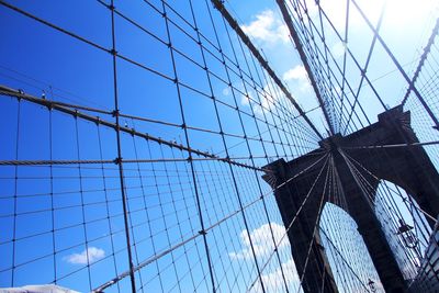 Low angle view of suspension bridge