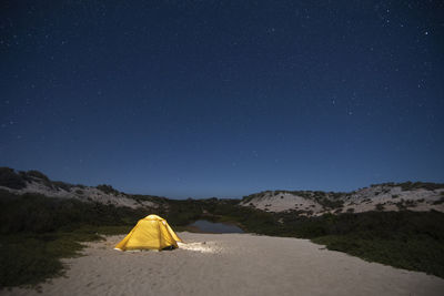 Camping in a beach at del carmen island in loreto bay, baja california