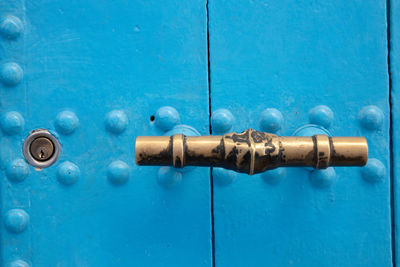 Close-up of handle on door