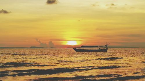 Scenic view of sunset over sea