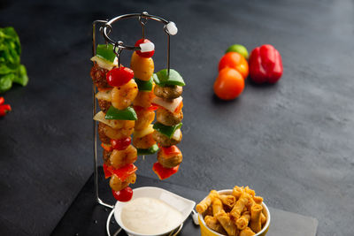 High angle view of fruits on table