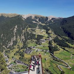 High angle view of people on mountain range