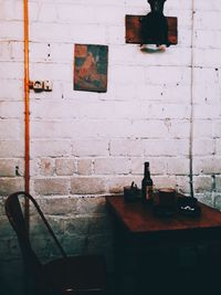 View of weathered wall on table