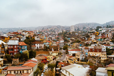 High angle view of townscape against sky