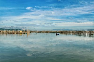 Scenic view of lake against sky