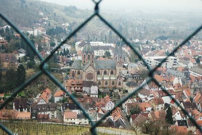 High angle view of heppenheim seen through chainlink fence