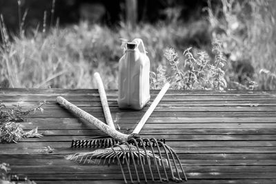 Close-up of wicker basket on table