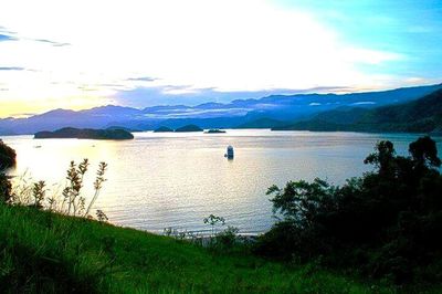 Scenic view of lake and mountains