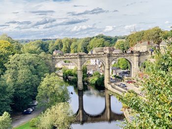 High bridge at knaresborough reflection in the river nidd