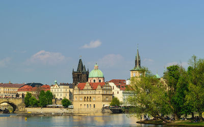 River amidst buildings against sky