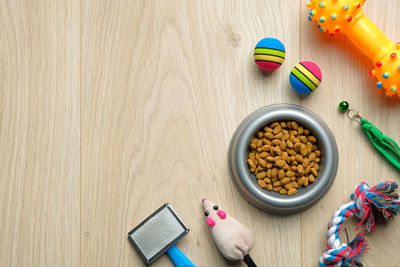 High angle view of food on table