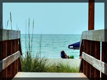 Scenic view of sea against clear sky